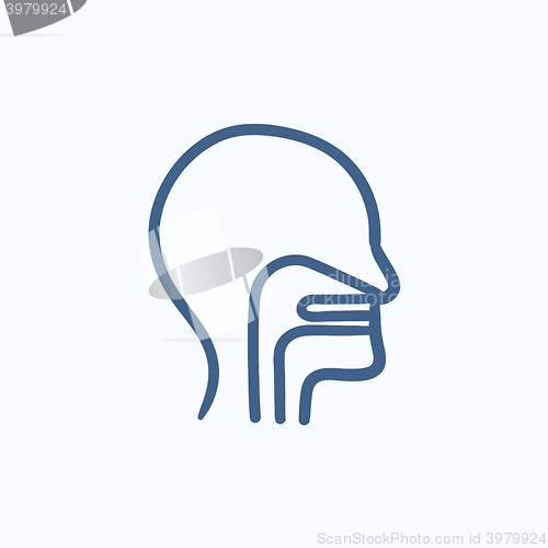 Image of Human head with ear, nose, throat sketch icon.