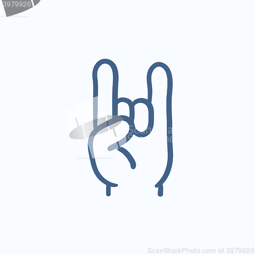 Image of Rock and roll hand sign sketch icon.