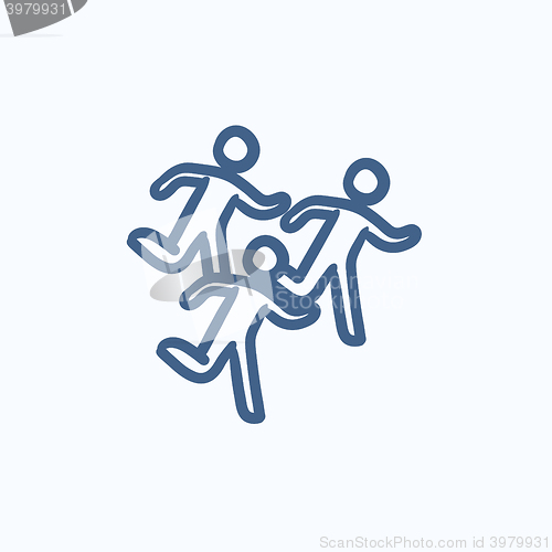 Image of Running men sketch icon.