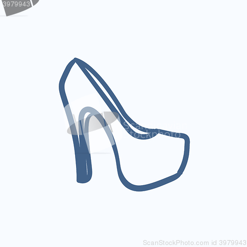 Image of High heel shoe sketch icon.