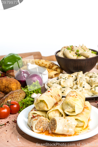 Image of lot of different dishes on the holiday table