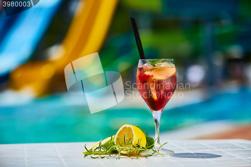 Image of Tasty cocktail background swimming pool