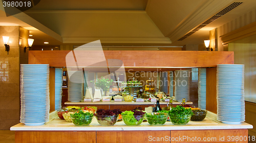 Image of Selection of salads at a buffet bar
