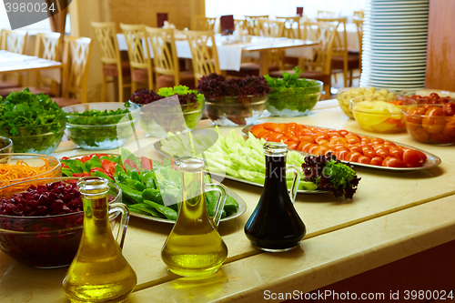 Image of Selection of salads at a buffet bar