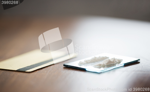 Image of close up of crack cocaine drug dose on mirror