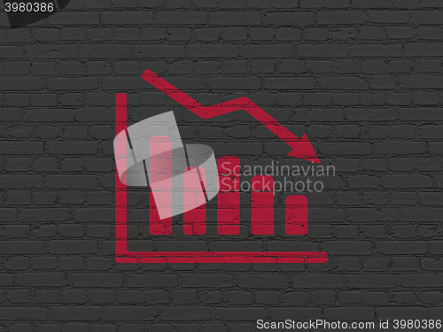 Image of Marketing concept: Decline Graph on wall background
