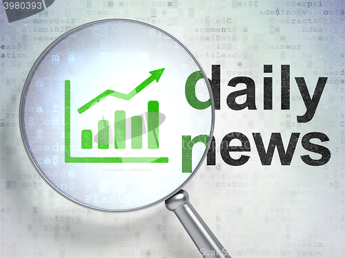 Image of News concept: Growth Graph and Daily News with optical glass
