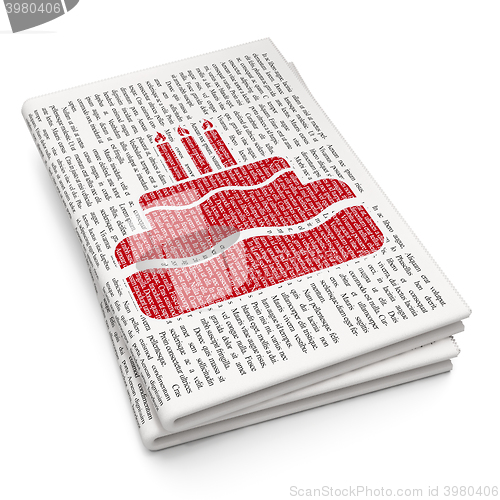 Image of Entertainment, concept: Cake on Newspaper background