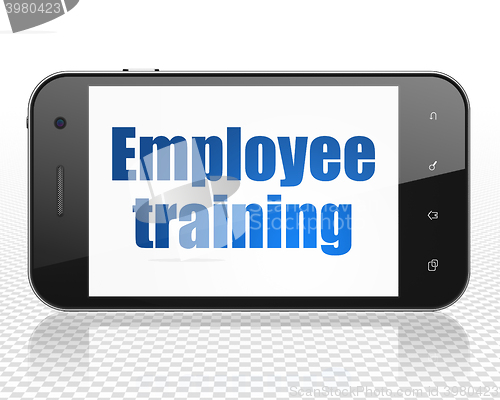 Image of Learning concept: Smartphone with Employee Training on display