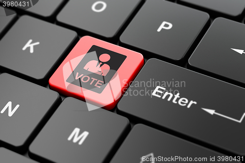 Image of Politics concept: Ballot on computer keyboard background