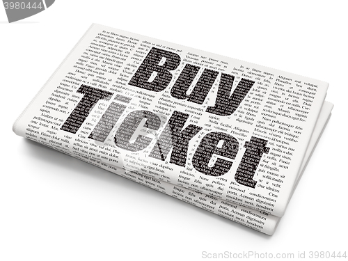 Image of Travel concept: Buy Ticket on Newspaper background