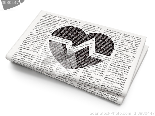 Image of Health concept: Heart on Newspaper background