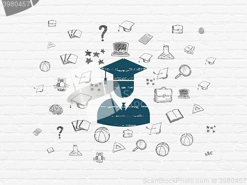 Image of Education concept: Student on wall background