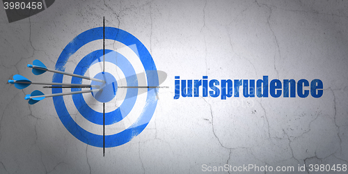 Image of Law concept: target and Jurisprudence on wall background