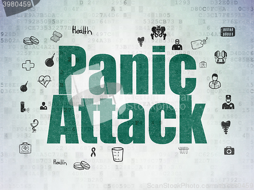 Image of Healthcare concept: Panic Attack on Digital Data Paper background