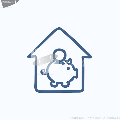 Image of House savings sketch icon.