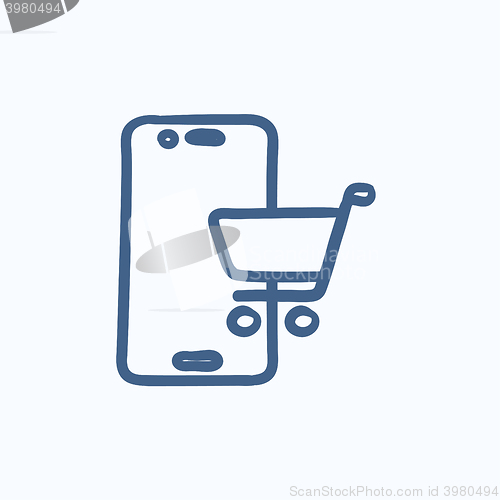 Image of Online shopping sketch icon.