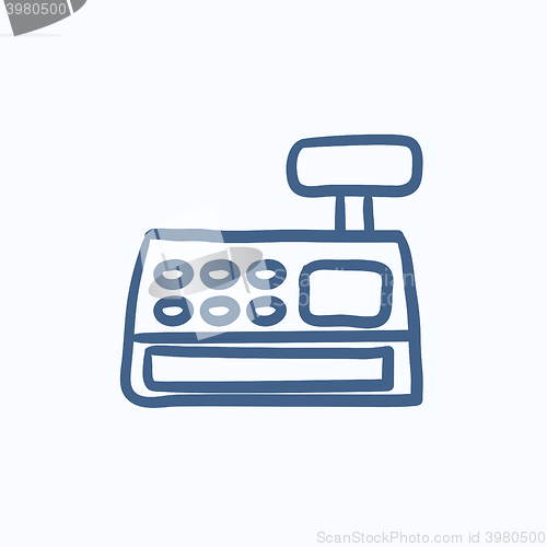 Image of Cash register machine sketch icon.