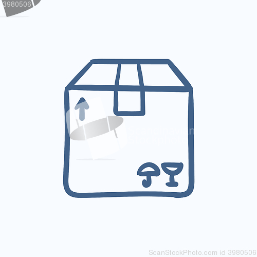 Image of Carton package box sketch icon.