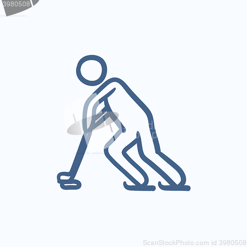 Image of Hockey player sketch icon.