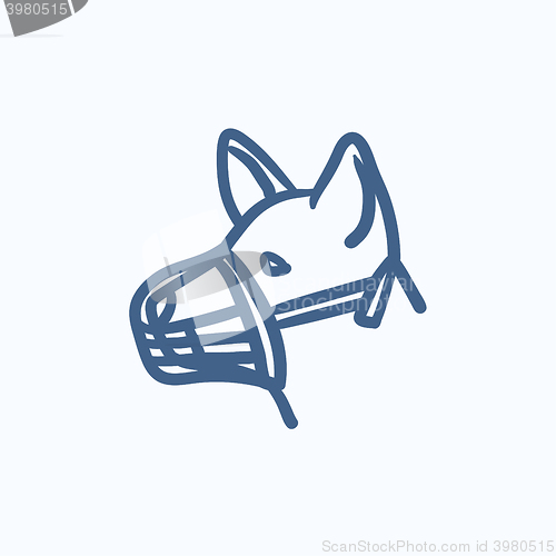 Image of Dog with muzzle sketch icon.