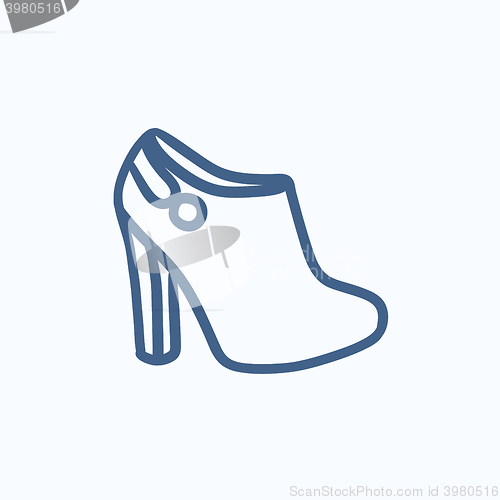 Image of High-heeled ankle boot sketch icon.