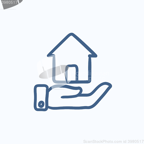 Image of House insurance sketch icon.