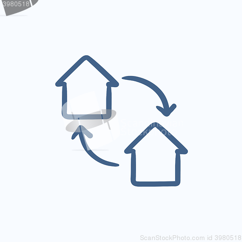 Image of House exchange sketch icon.