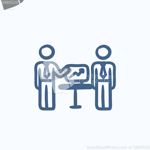 Image of Business presentation sketch icon.