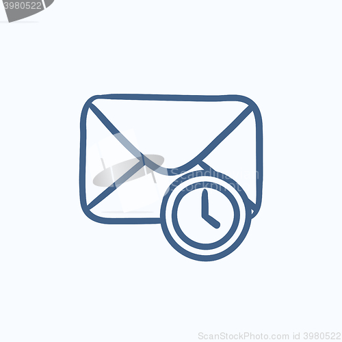 Image of Envelope mail with clock sketch icon.