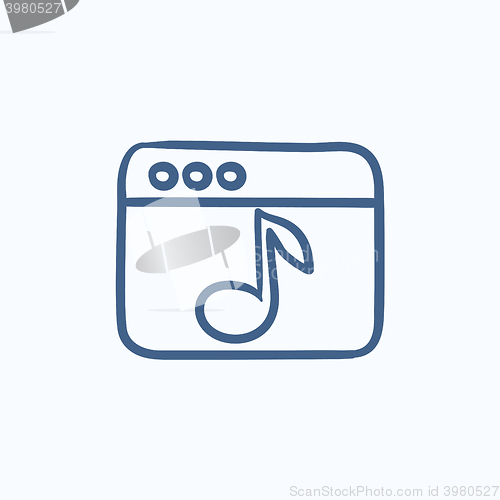 Image of Browser window with music note  sketch icon.