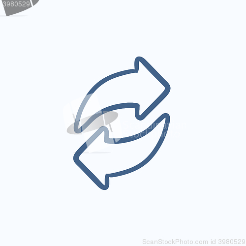 Image of Two circular arrows sketch icon.
