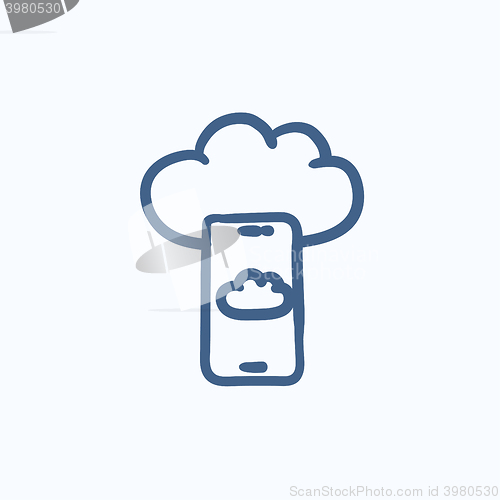 Image of Cloud computing sketch icon.