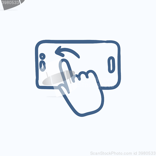 Image of Finger touching smartphone sketch icon.