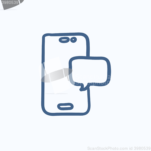 Image of Touch screen phone with message sketch icon.