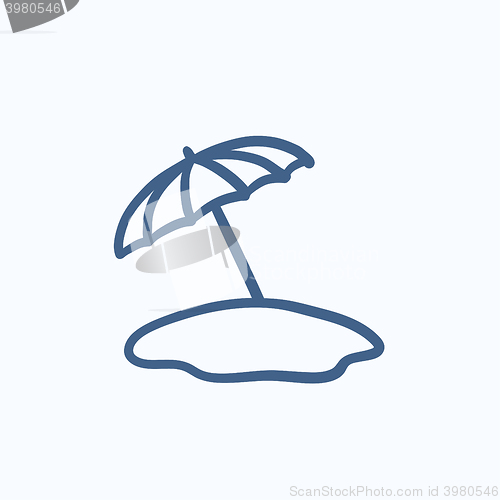 Image of Beach umbrella sketch icon.