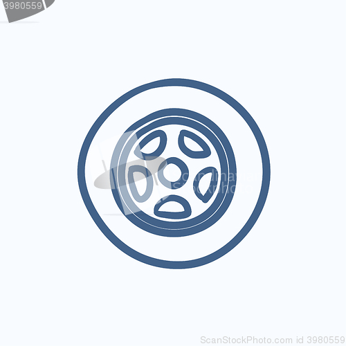 Image of Car wheel sketch icon.