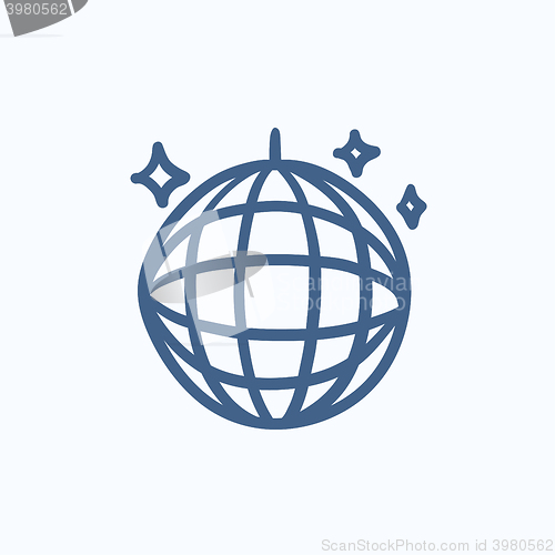 Image of Disco ball sketch icon.