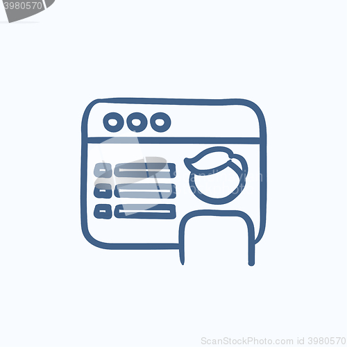 Image of Browser window with page sketch icon.