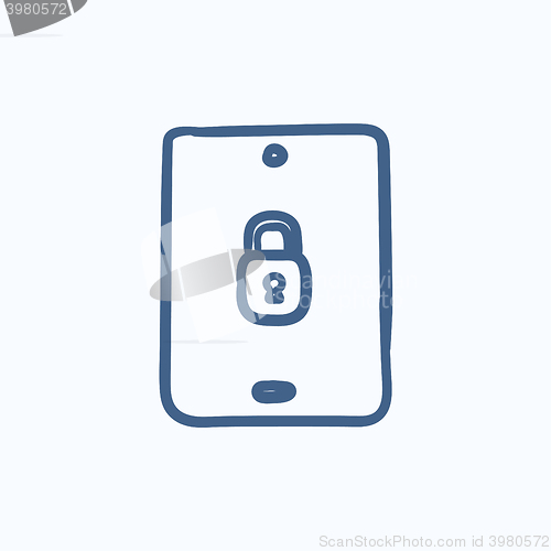 Image of Digital tablet security sketch icon.