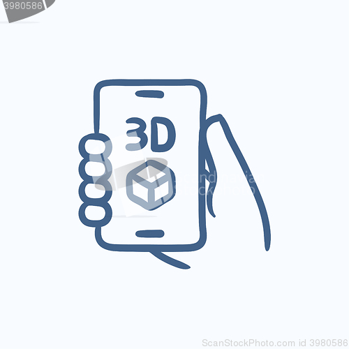 Image of Smartphone with three D box sketch icon.