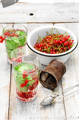 Image of Tea with berries and leaves of currant