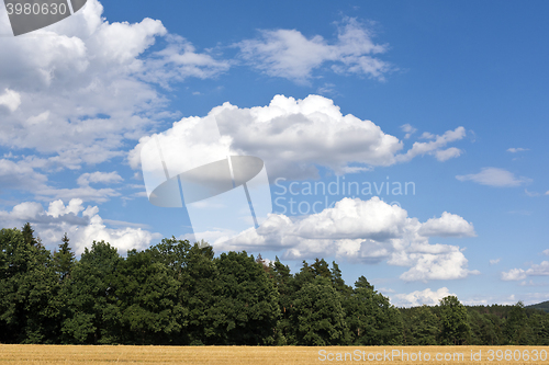 Image of Summer landscape with white clouds on the blue sky