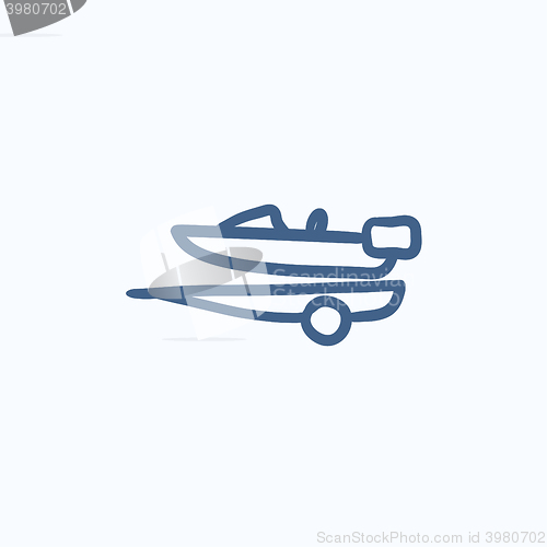 Image of Boat on trailer for transportation sketch icon.