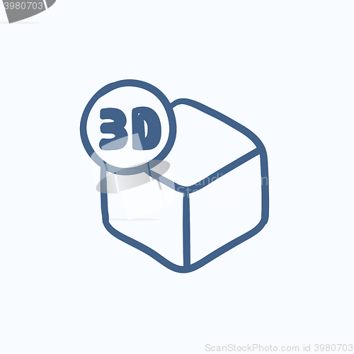Image of Three D box sketch icon.