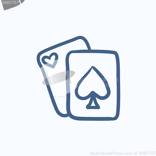 Image of Playing cards sketch icon.