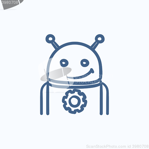 Image of Robot with gear sketch icon.