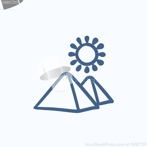 Image of Egyptian pyramids sketch icon.