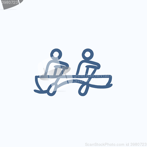 Image of Tourists sitting in boat sketch icon.