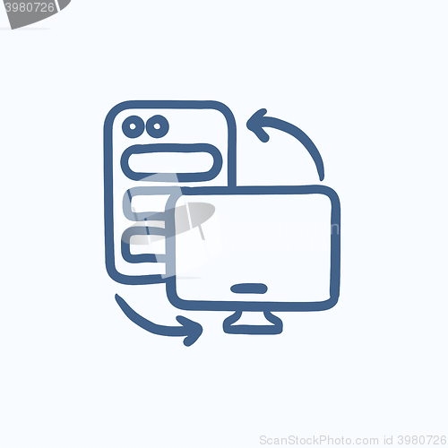 Image of Personal computer set sketch icon.